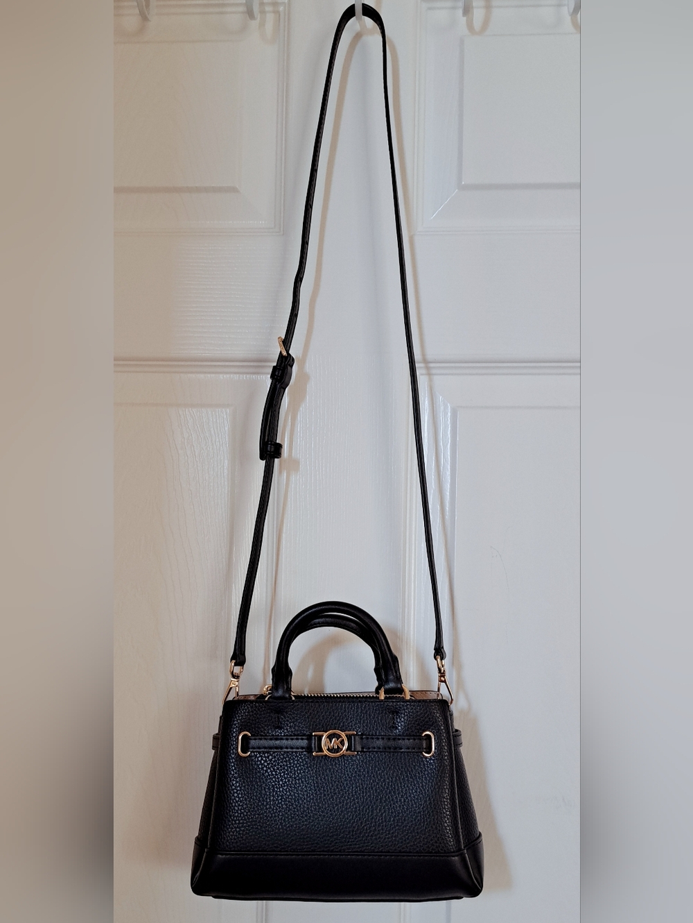 Michael Kors Black Pebbled Leather Crossbody Satchel